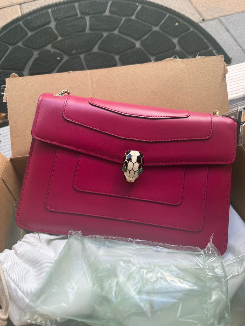 Bvlgari Pink/Fucia Serpentine Hand Bag Small